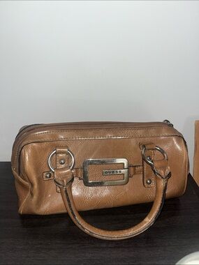 GUESS Tan Leather Satchel Side Purse